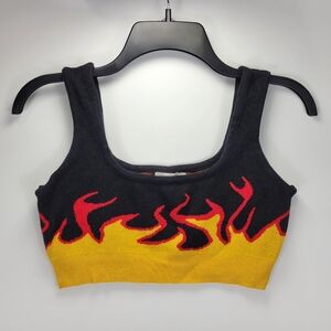 Immodel Flame Whimsigoth Baby Tee Crop Tank Top Knit Shirt Womens Medium M Punk